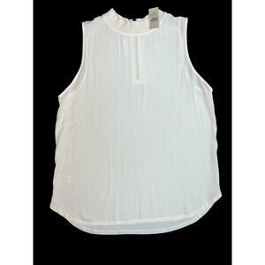 Ann Taylor Loft Womans Petite Large Top Sleeveless 1/2 Zip Back Ivory Blouse NWT